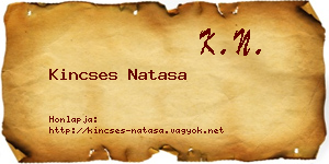 Kincses Natasa névjegykártya